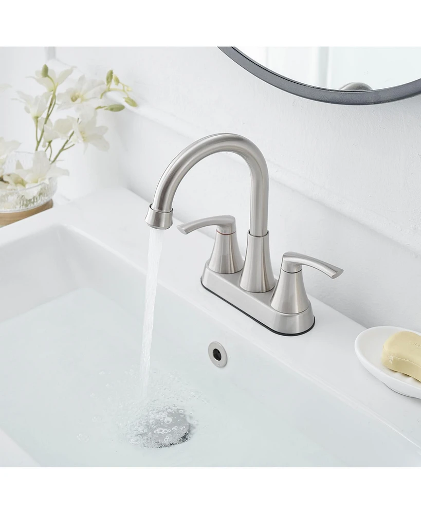 4 in. Centerset 2-Handle High-Arc Bathroom Faucet Brushed Nickel