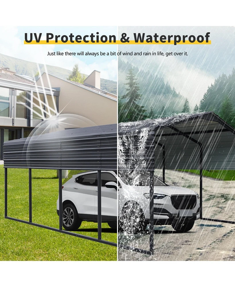 Mondawe 12x20 Ft Steel Galvanized Carport,Heavy Duty Canopy Outdoor Garage