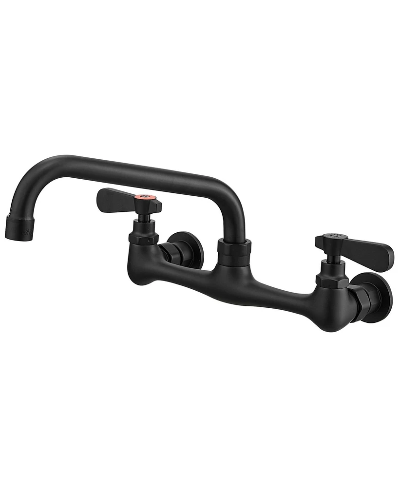 2-Handle Wall Mount Kitchen Faucet With 8 Inch Swivel Spout 8" Center Polished Chrome