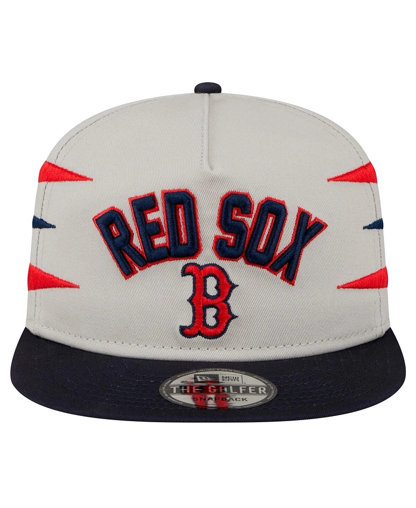 New Era Men's Cream Boston Red Sox Iron Golfer Snapback Hat