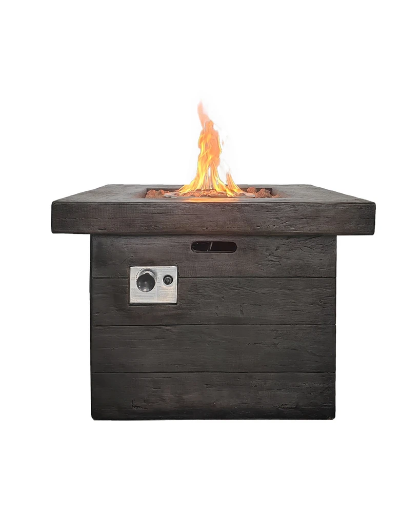32 in. Outdoor Square Fire Pit -Black