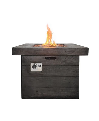 32 in. Outdoor Square Fire Pit -Black
