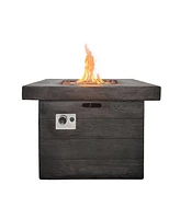 32 in. Outdoor Square Fire Pit -Black