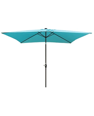 10 x 6.5t Rectangular Patio Solar Led Lighted Outdoor Umbrellas with Crank and Push Button Tilt