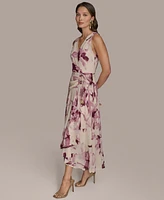 Donna Karan New York Women's Chiffon Floral Print Faux-wrap Midi Dress