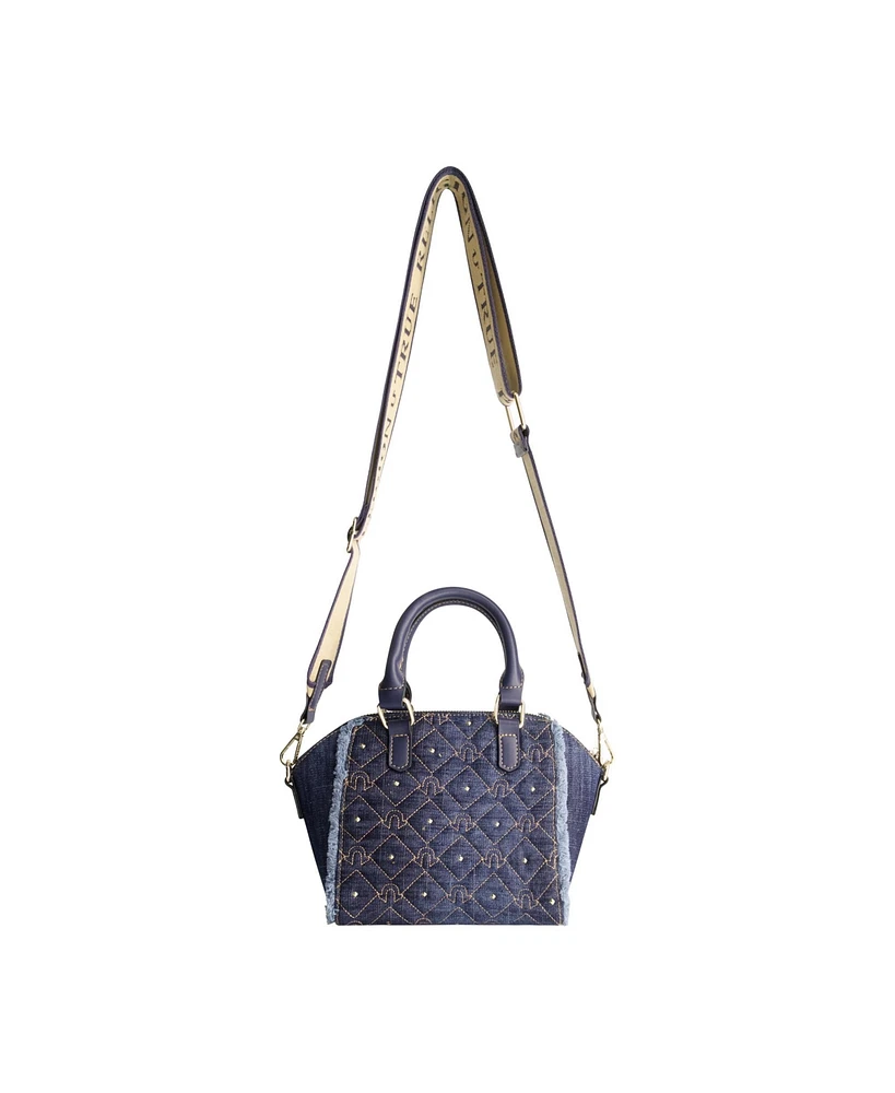 True Religion Frayed Denim Mini Satchel