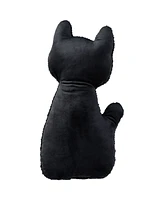 Glitzhome Halloween Hooked Skeleton Cat Shaped Decorative Pillow, 9" x 4"