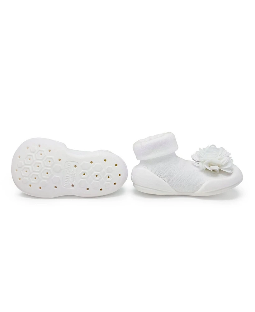 Komuello Baby Girl First Walk Sock Shoes Corsage