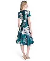 Calvin Klein Women's Scuba Floral-Print Fit & Flare Dress