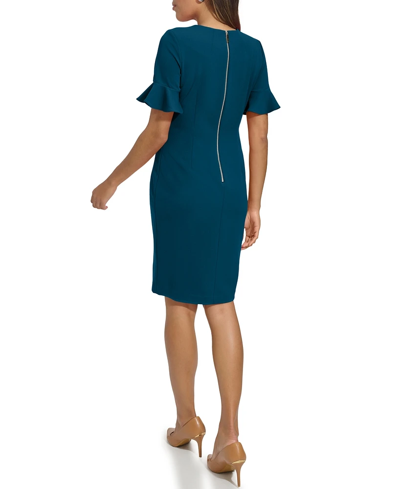 Calvin Klein Women's Scuba Crepe Short-Sleeve Sheath Dress