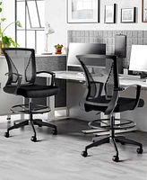 Sugift Ergonomic Drafting Chair Tall Office Chair with Foot Ring, Adjustable Height, Lumbar Support, Mesh Back
