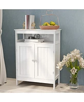 Casainc Bathroom Storage Cabinet with Double Shutter Doors in White, Elegant & Functional