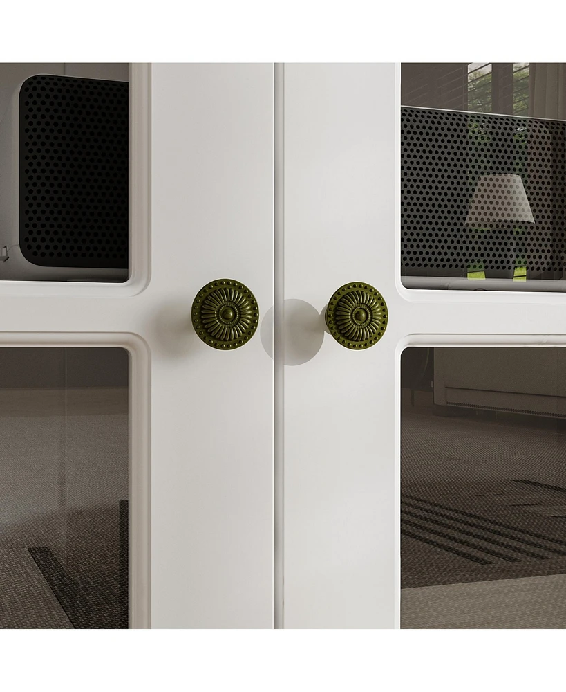 High quality luxury white multifunctional Tv cabinet, display cabinet, 12 doors, tempered glass