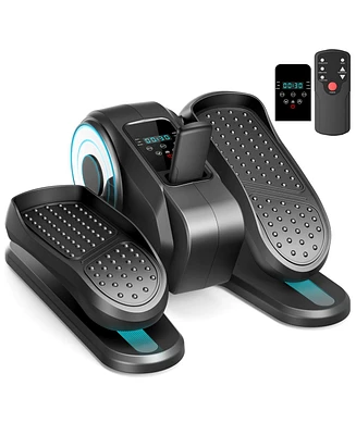 Under Desk Elliptical Machine Pedal Exerciser 12 Speeds with Remote & Display for Seniors & Office