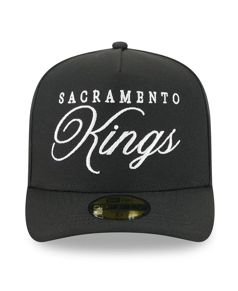 New Era Men's Black Sacramento Kings 2025 Nba Draft A-Frame 59FIFTY Fitted Hat