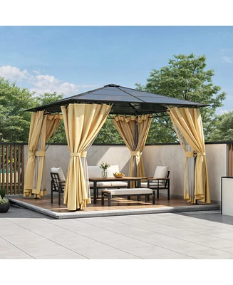 Streamdale Furniture 10'x10' Hardtop Gazebo, Aluminum Frame, Netting & Screens