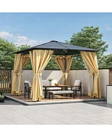 Streamdale Furniture 10'x10' Hardtop Gazebo, Aluminum Frame, Netting & Screens