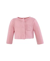 Hudson Baby Girls Cotton Dress and Cardigan Set, Mauve Modern Botanical, 12-18 Months