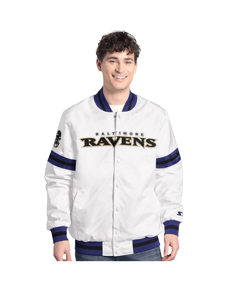 Starter Men's White Baltimore Ravens Scout Full-Snap Varsity Jacket
