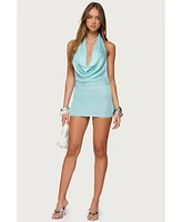 Edikted Women's Cowl Neck Backless Knit Mini Dress
