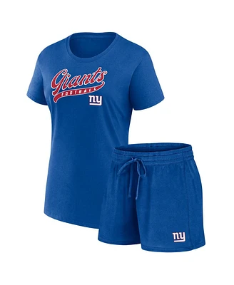 Fanatics Women's Royal New York Giants Start to Finish T-Shirt and Shorts Combo Pack