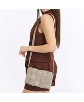 Women's Woven Suede Shoulder Bag
