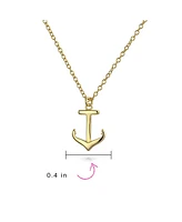 Bling Jewelry Minimalist Nautical Boat Anchor Pendant Necklace Gold Plated Silver 16"