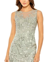 Mac Duggal Women's Sleeveless Embroidered Detail Mermaid Dress