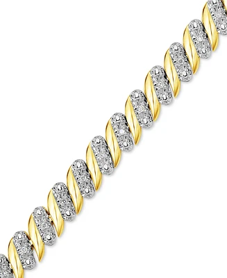 Diamond (1/4 ct. t.w.) Zig Zag Bracelet in 14k Gold-Plated Sterling Silver