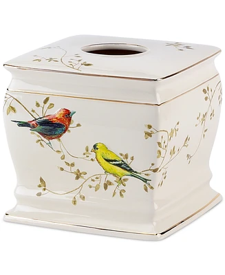 Avanti Gilded Birds Gold-Accent Ceramic Tissue Box Cover