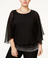 Msk Plus Embellished Chiffon Blouse