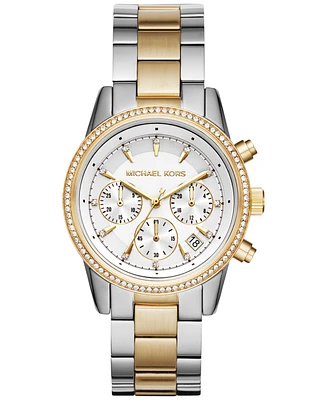 Michael Kors Women's Chronograph Bryant Two-Tone Stainless Steel Bracelet Watch 37mm