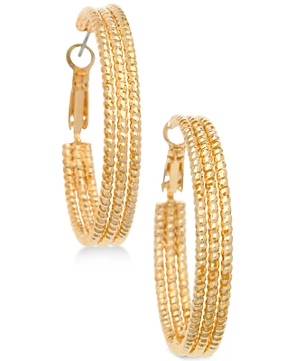 Guess 1 1/2" Textured Hoop Earrings