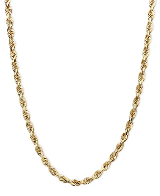 Lightweight 14k Gold Diamond-Cut Rope Chain 18" Necklace (2-1/2mm)