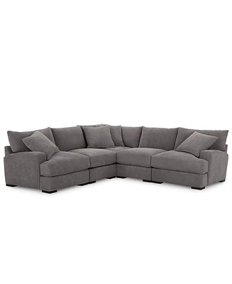 Closeout! Rhyder 5-Pc. Fabric Sectional Sofa with Armless Chair, Created for Macy's