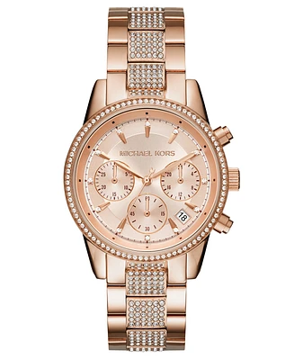 Michael Kors Women's Chronograph Bryant Rose Gold-Tone Stainless Steel Bracelet Watch 37mm
