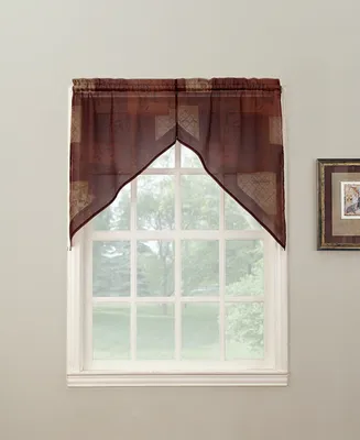 Eden Inspirational Patchwork Semi-Sheer Rod Pocket Kitchen Curtain Swag Pair