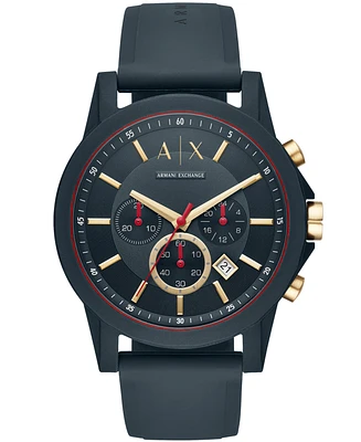 A|X Armani Exchange Men's Chronograph Blue Silicone Strap Watch 47mm