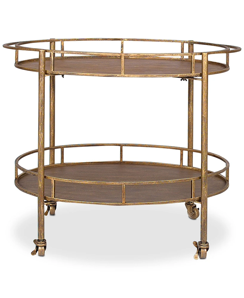 Metal Oval 2-Tier Bar Cart on Casters