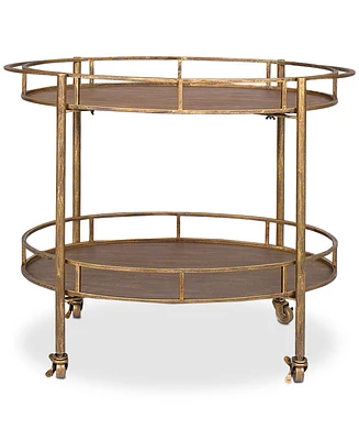 Metal Oval 2-Tier Bar Cart on Casters