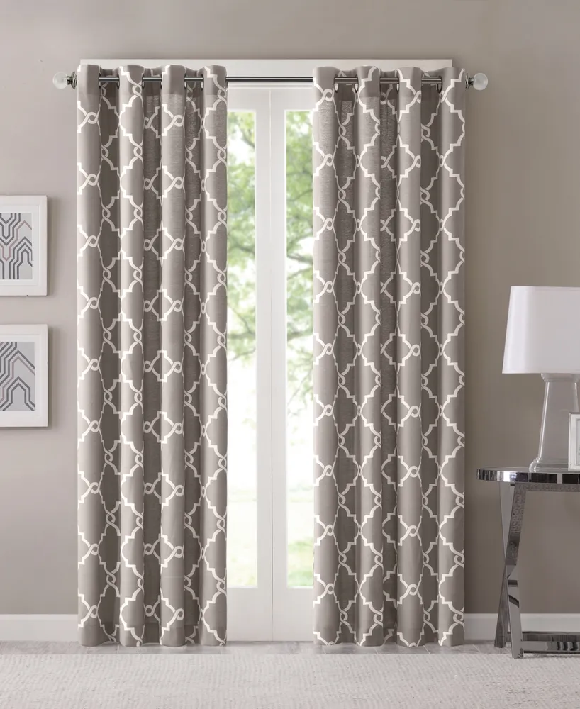 Madison Park Saratoga Fretwork Print Grommet Top Window Curtain Panel
