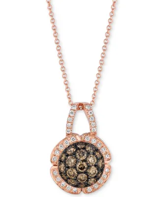 Le Vian Chocolatier Diamond Cluster 18" Pendant Necklace (7/8 ct. t.w.) in 14k Rose Gold