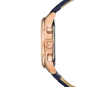 Bulova Men's Chronograph Wilton Blue Leather Strap Watch 46.5mm