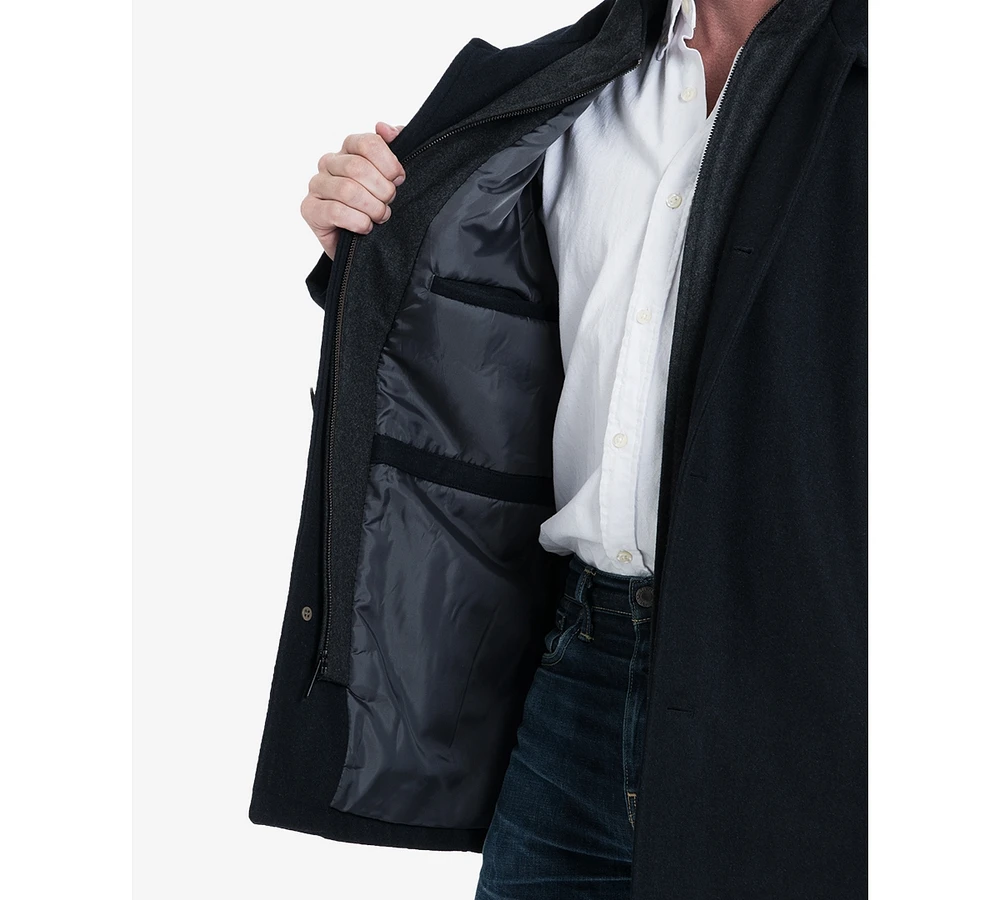 London Fog Men's Wool-Blend Layered Car Coat, Created for Macy's