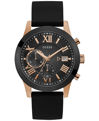 Guess Men's Black Silicone Strap Watch 45mm