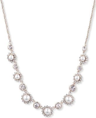 Marchesa Gold-Tone Imitation Pearl & Crystal Statement Necklace, 16" + 3" extender