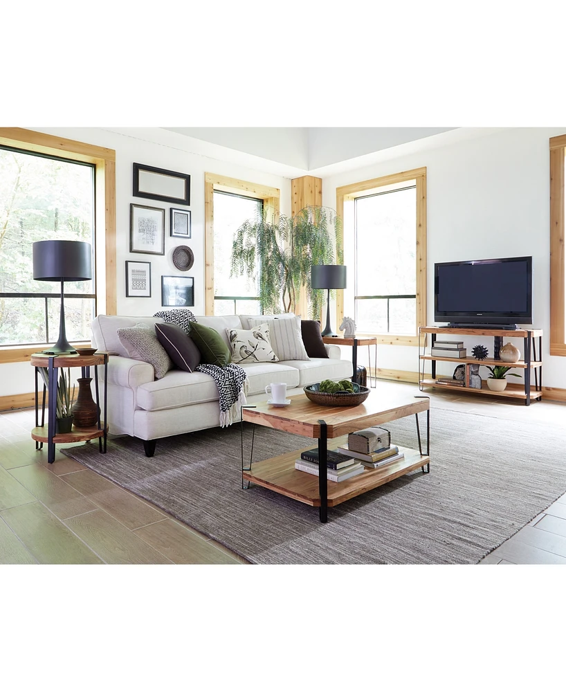 Alaterre Furniture Ryegate Natural Live Edge Solid Wood with Metal Coffee Table