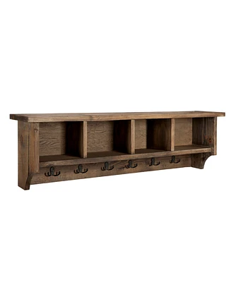 Modesto 48" Wood Entryway Wall Coat Hooks with Storage Cubbies