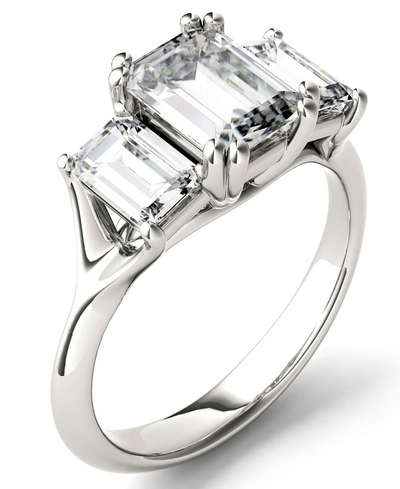 Moissanite Emerald Three Stone Ring (2-9/10 ct. tw.) 14k White Gold