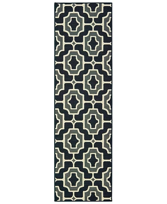 Oriental Weavers Marina 1491Z Black/Gray 2'3" x 7'6" Indoor/Outdoor Runner Area Rug